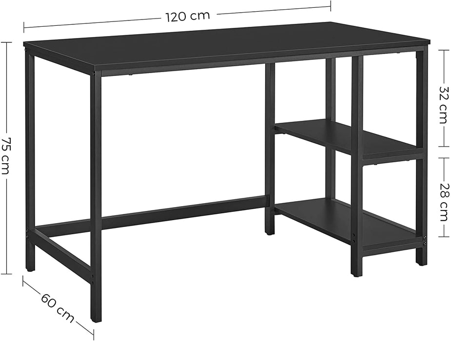 Nancy's Hawtrey Bureau - Computertafel - Kantoortafel - Opbergruimte - Industrieel - Bewerkt Hout - Staal - Zwart - 120 x 60 x 75 cm