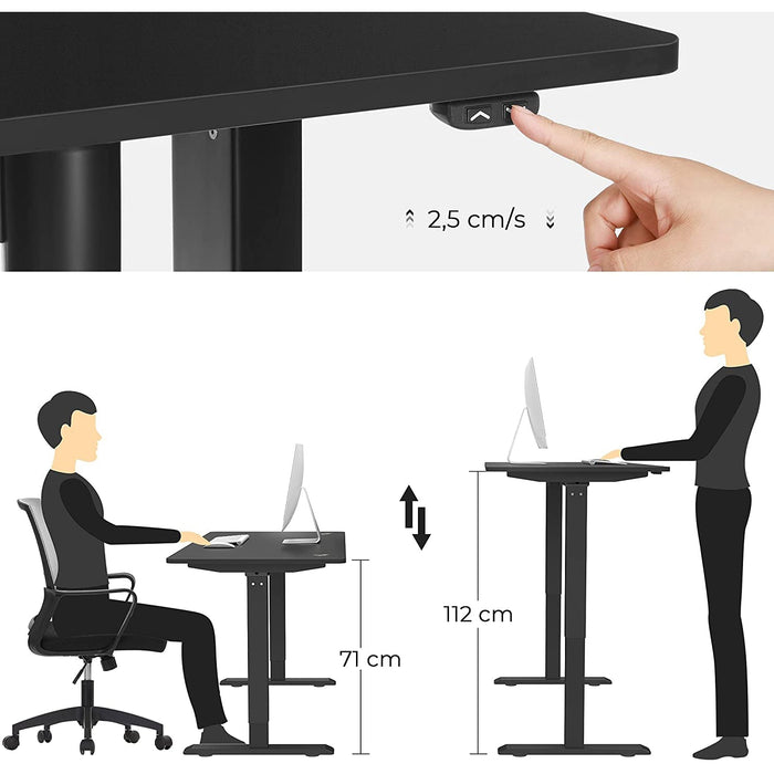 Nancy's Canonto Bureau - In Hoogte Verstelbaar - Zit-Sta-Bureau - Automatisch - Kabelmanagement - Kantoortafel - Zwart/Wit- MDF - Staal - 140 x 70 x (73-114)