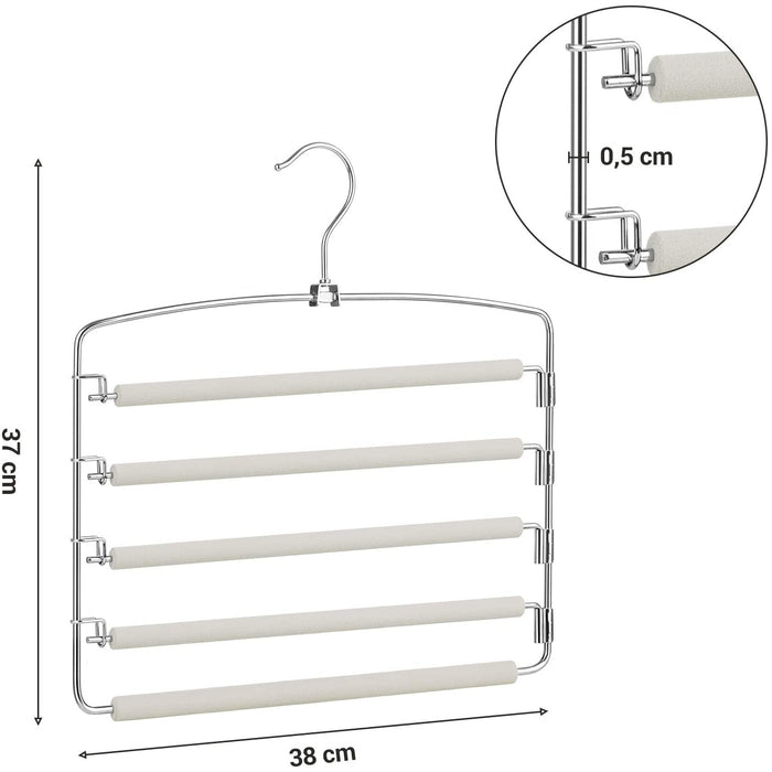 Nancy's Fyfe Lake Broekhangers - Set Van 3 - 5 Broeken - Metaal - Anti-Slip - Ruimtebesparend - Wit - 38 x 0,5 x 37 cm (l x b x h)