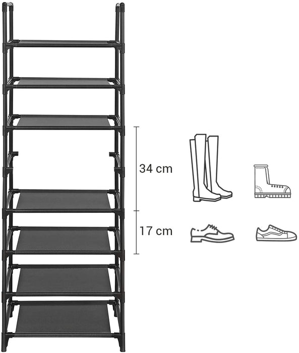 Nancy's Havrot Schoenenrek - Stellingrek - 8 Niveaus - 16-20 Paar Schoenen - Stof - Metaal - 46 x 28 x 145 cm