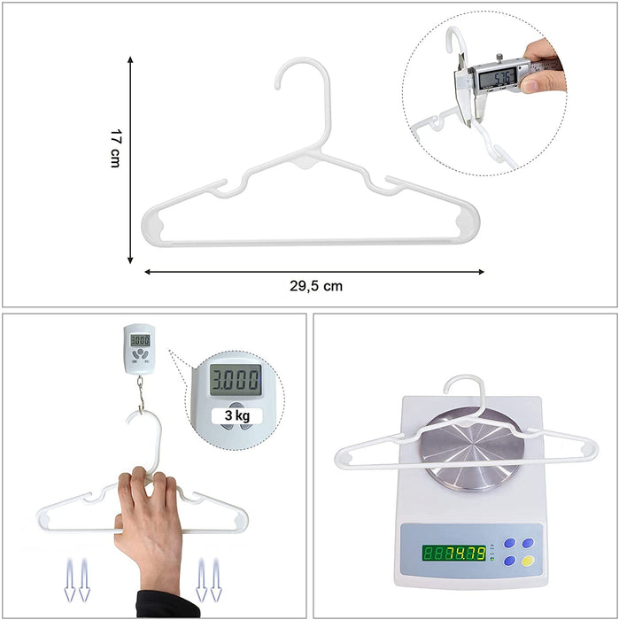 Nancy's Fraxville Kledinghangers - 30 Stuks - Kunststof - Inkepingen - Anti-Slip - Wit - 29,5 x 17 x 0,57 cm