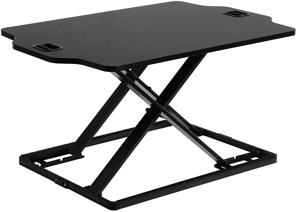 Nancy's Conroy Laptoptafel - Monitorstandaard - Zit-Sta Bureau - Hoogte Verstelbaar - Zwart - Bewerkt Hout - Metaal - 79.5 x 54 cm