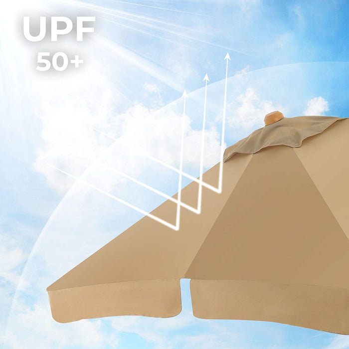 Nancy's DeSoto Parasol - Tuinparasol - UPF 50+ - Beukenhout - Beige - Bruin - Zonwering - Schaduw - 300 x 200 cm