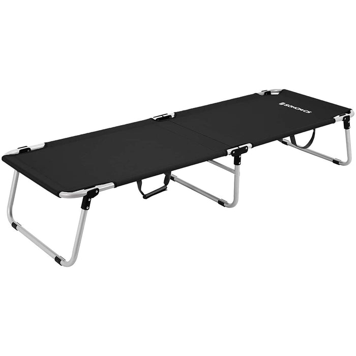 Nancy's Goupil Ligbed - Stretcher - Veldbed - Campingbed - Zwart/Grijs - Ijzer - Kunststof - Zilver - 190 x 63 x 36 cm