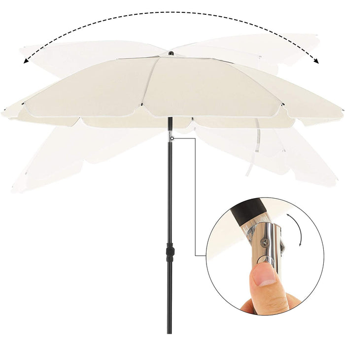 Nancy's Frog Lake Parasol - Strandparasol - Kantelmechanisme - Achthoekig - Polyester - Draagtas - Beige - 1.6 m