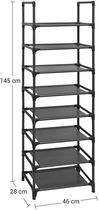 Nancy's Havrot Schoenenrek - Stellingrek - 8 Niveaus - 16-20 Paar Schoenen - Stof - Metaal - 46 x 28 x 145 cm