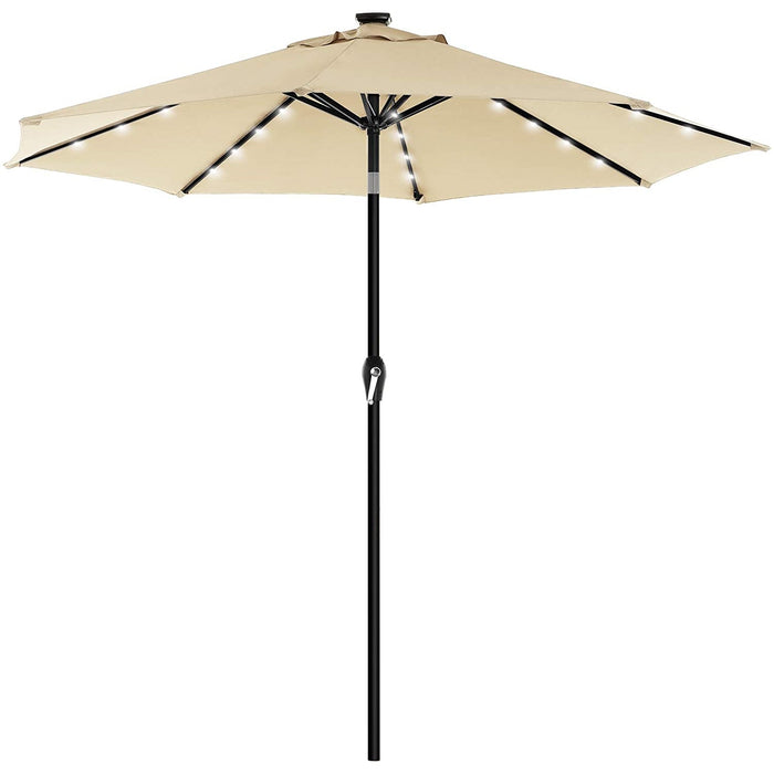 Nancy's Frere Lake Parasol - LED Verlichting - Zonne-Energie - Buigbaar - Zwengel - Grijs/Beige - 270 x 270 x 240 cm