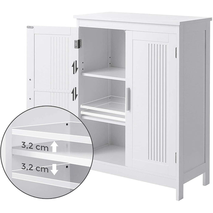 Nancy's Camilla Dressoir - Opbergkast - Badkamermeubel - 2 Deuren - Verstelbare Planken - MDF - Wit - 60 x 30 x 80 cm