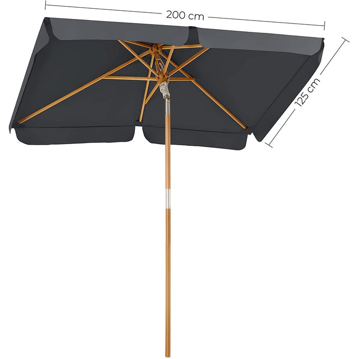 Nancy's Friars Bay Parasol - Rechthoekig - UV-Bescherming - Buigbaar - Beige/Grijs - Bruin - Beukenhout - Polyester - 2 x 1,25 m