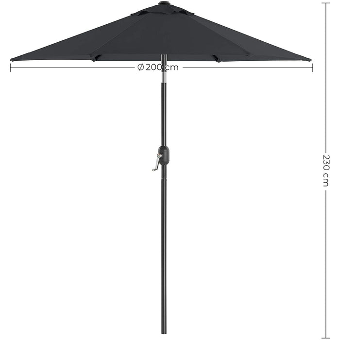 Nancy's Heber Parasol - Marktparasol - Tuinparasol - UV-Bescherming - UPF 50+ - Metaal - Buigbaar - Grijs - 200 cm