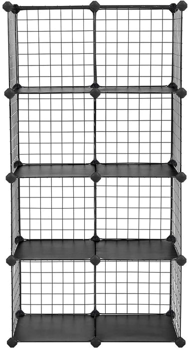 Nancy's Charnwood Opbergrek - Schoenenrek - 9 Kubussen - Vakken - Draadgaas - Metaal - Zwart - 93 x 31 x 93 cm