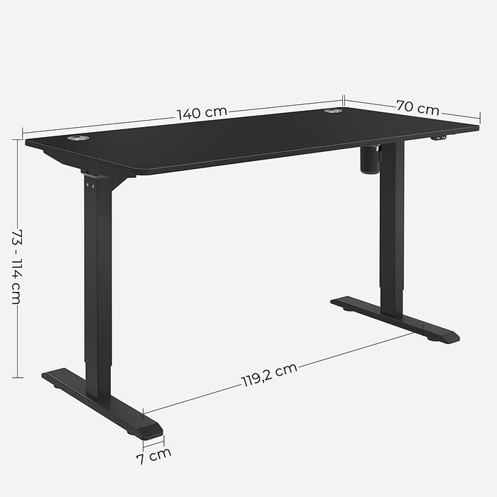 Nancy's Canonto Bureau - In Hoogte Verstelbaar - Zit-Sta-Bureau - Automatisch - Kabelmanagement - Kantoortafel - Zwart/Wit- MDF - Staal - 140 x 70 x (73-114)