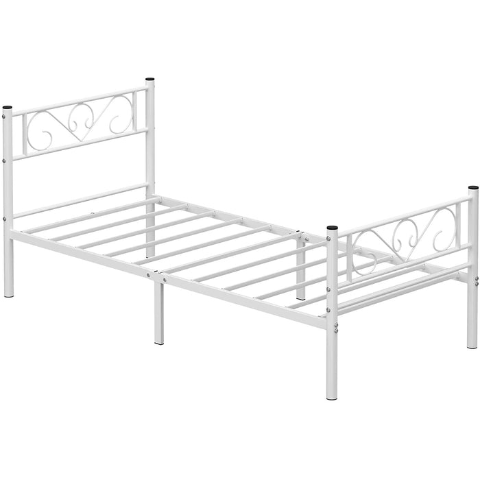 Nancy's Centralia Eenpersoonsbedframe - Metalen Bedframes - Wit - Past op een matras van 90 x 190 cm