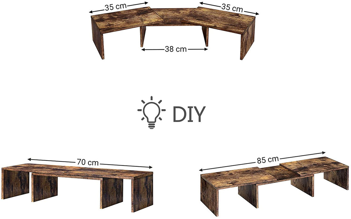 Nancy's Chappise Monitorstandaard - Multifunctioneel - Driedelig - Bruin - Organizer - Bewerkt Hout - 90,7 x 23,6 x 11,7 cm