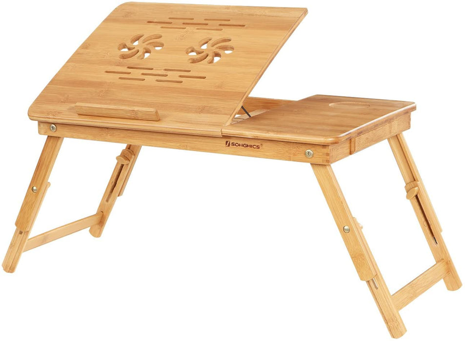 Nancy's Grand Lake Laptoptafel - Laptopstandaard - Ontbijtdienblad - Bedtafel - Bamboe - Bruin - 5 Hellingshoeken - 75 x 35 x 29 cm