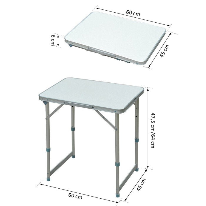 Medina Home Quincy Campingtafel - Klaptafel - In Hoogte Verstelbaar - 50 x 45 x 47.5/64 cm - MDF - Aluminium - Opvouwbaar - Wit