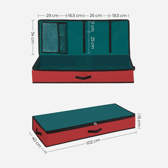 Nancy's Wdon Kerst Opbergtas - Opbergdoos met Rits - Opvouwbaar - Rood en Groen - 102 x 40 x 15 cm