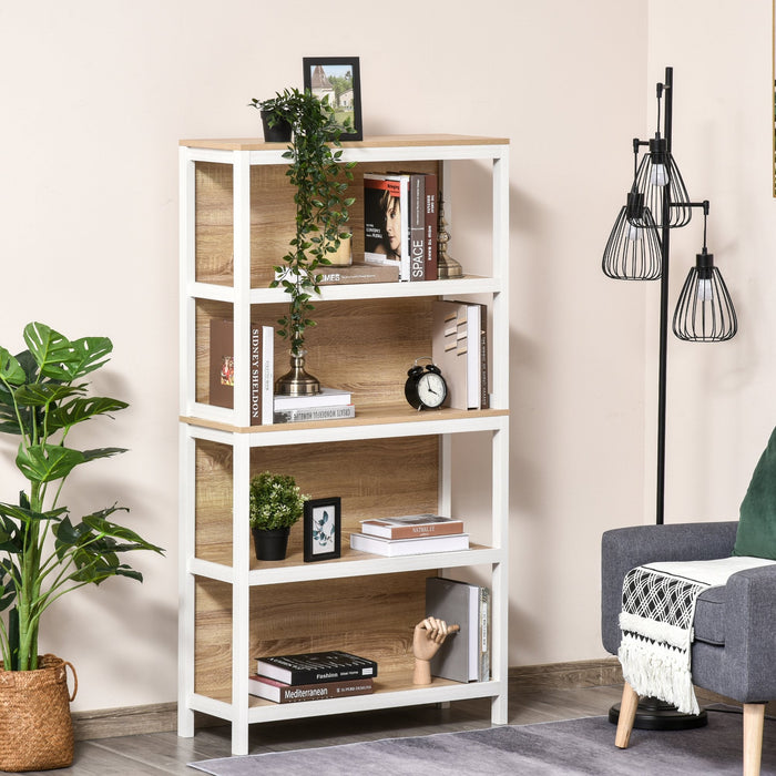 Medina Lakewood Boekenkast - 4-Laags Displayplank - Spaanplaat - Wit - 80 x 30 x 151,5 cm