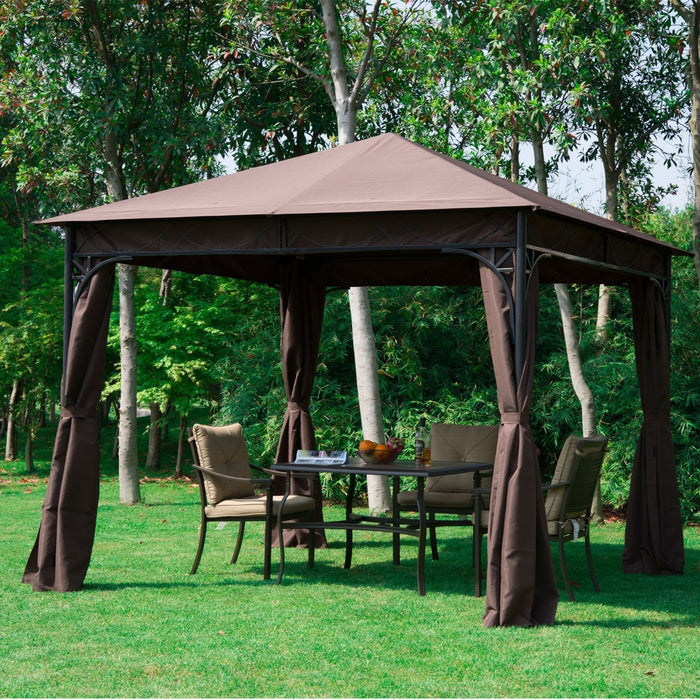 Medina Livonia Paviljoen - Partytent - Luxe - Zijwanden - Waterafstotend - 3x3 m - Staal - Polyester - Bruin