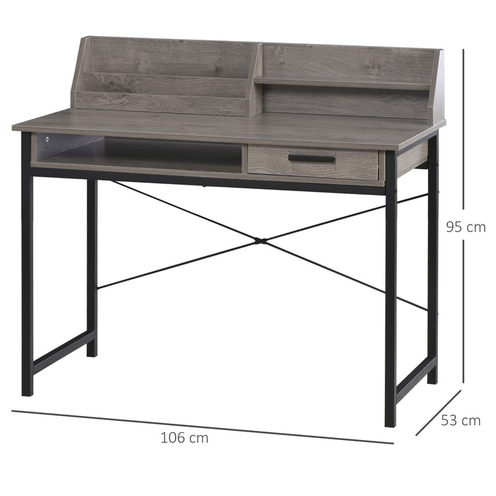 Medina Home Warrensburg Bureau - Computertafel - Opslagruimte - Kantoortafel - Lade - Industrieel - MDF - Grijs - Zwart