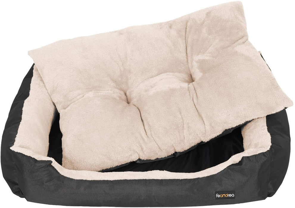 Nancy's Cavell Dierenbed - Hondenbed - Hondenmand - Omkeerbaar Kussen - Gestoffeerd - Zwart - 70 x 55 x 21 cm