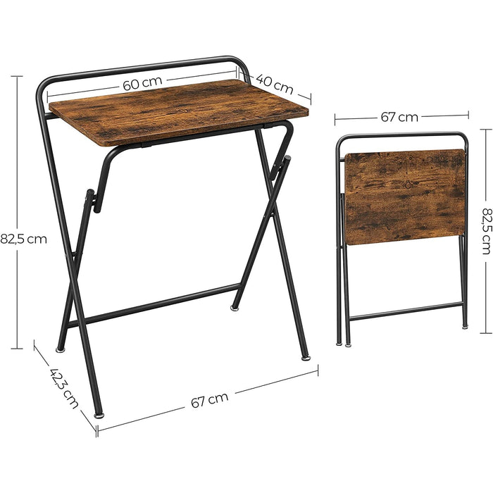 Nancy's Carden Bureau - Klaptafel - Computertafel - Ruimtebesparend - Bruin - Zwart - Bewerkt Hout - Metaal - 67 x 42,3 x 82,5 cm