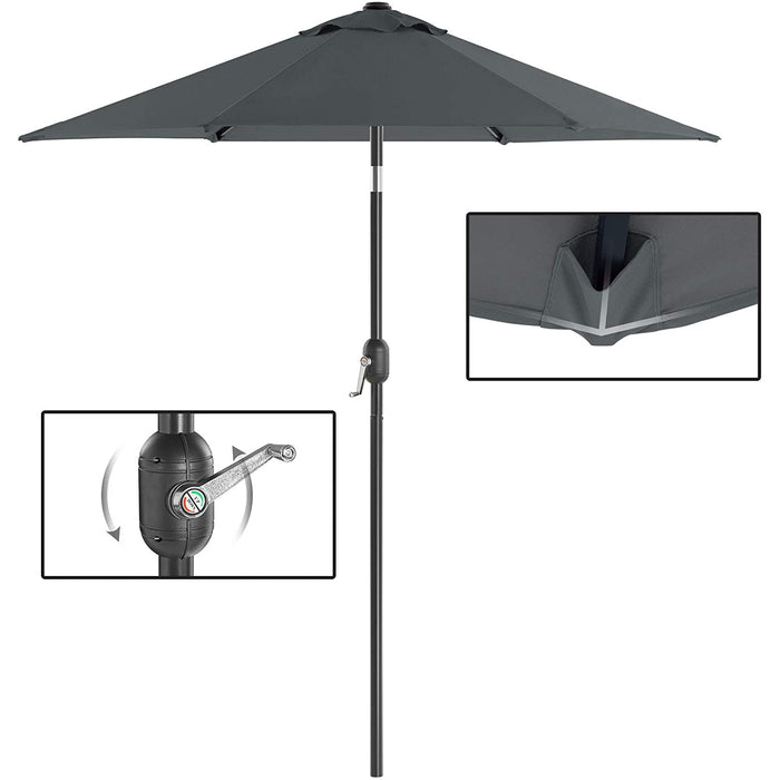 Nancy's Heber Parasol - Marktparasol - Tuinparasol - UV-Bescherming - UPF 50+ - Metaal - Buigbaar - Grijs - 200 cm