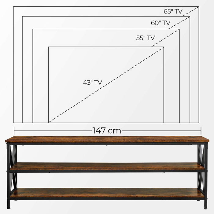 Nancy's Suitland TV Meubel - Lowboard - TV Kast - Tot 65 Inch - Lowboard - Industrieel - Bruin - Zwart - Bewerkt Hout - Metaal - 147 x 40 x 50 cm