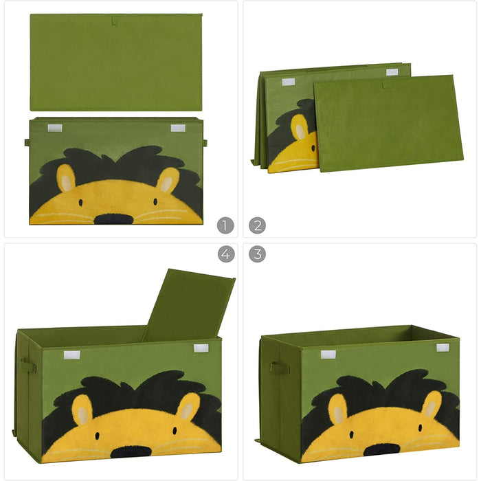 Nancy's Elk River Opbergdoos - Speelgoed Organizer - Vouwdoos - Stoffen Doos - 2 Handvatten - Deksel - Kinderkamers - Groen - Geel - 60 x 35 x 38 cm