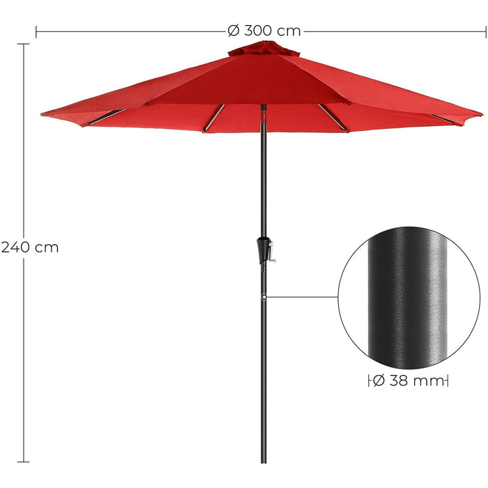 Nancy's Fordyce Parasol - Zonwering - Achthoekig - Inklapbaar - Zwengel - Polyester - Groen - Rood - 3 m