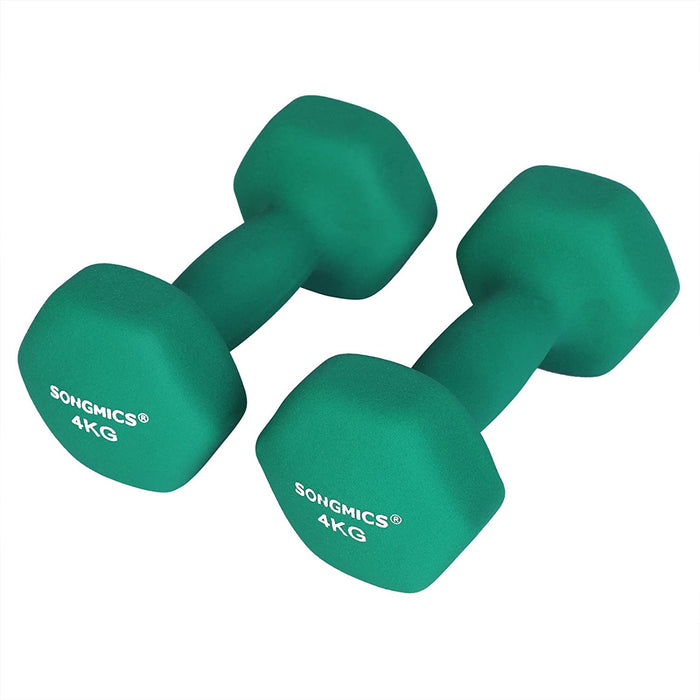 Nancy's Curtin Dumbbells - Halterset - Set Van 2 - 2 x 4 Kg - Korte Halters - Vinyl - Gietijzer - Groen