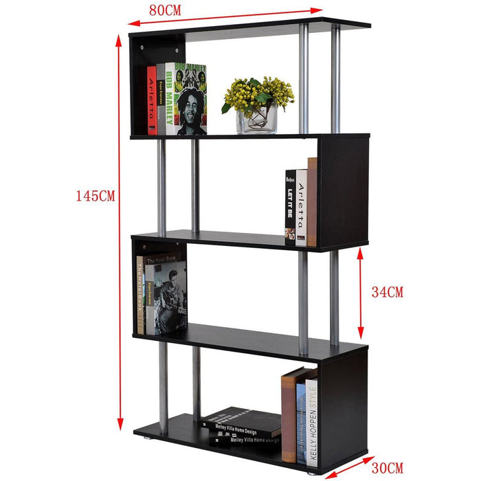 Medina Monroe Boekenkast - Roomdivider - Staande Kast - 4 Compartimenten - Zwart - MFC