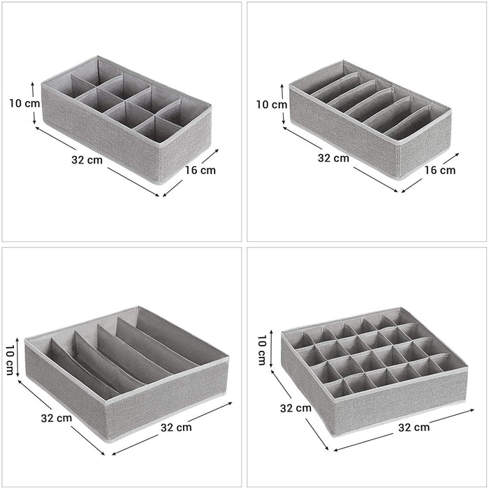 Nancy's Cargill Organizers - Lade Organizer - Ondergoed - Opberger - 4-Delig - Opvouwbaar - Stof - Grijs - Karton