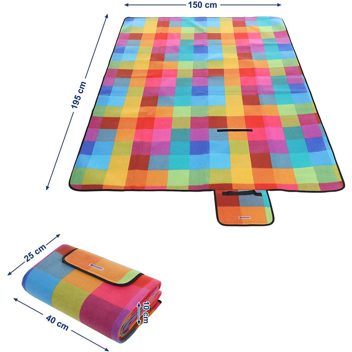 Nancy's Gow Point Picknickkleed - Stranddeken - Geruit - Waterdichte Onderkant - Draagbaar - Bont - 195 x 150 cm