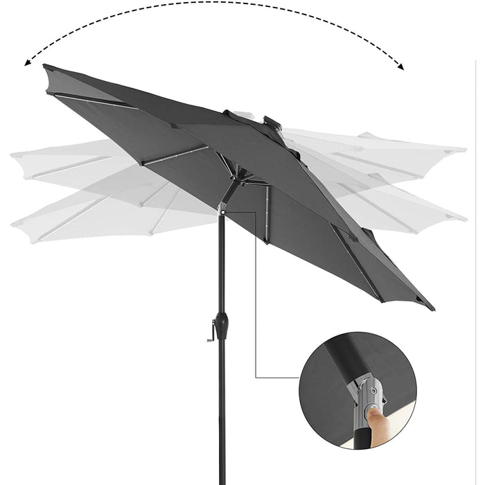 Nancy's Frere Lake Parasol - LED Verlichting - Zonne-Energie - Buigbaar - Zwengel - Grijs/Beige - 270 x 270 x 240 cm