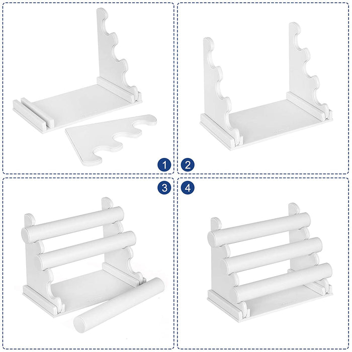 Nancy's Fournier Juwelenstandaard - Sieradenstandaard - 3 Niveaus - PVC - MDF - Wit - 30 x 8 x 17,5 cm