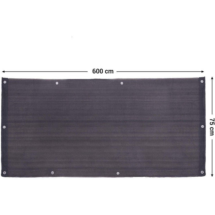 Nancy's Chalet Privacyscherm - Voor Balkon - Terras - Zonwering - Zonder Schroeven - HDPE - Antraciet - 75 x 600 cm