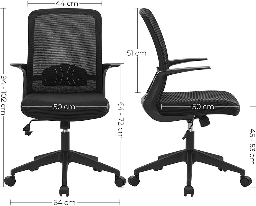 Nancy's Copenhagen Bureaustoel - Draaistoel - Hoogte Verstelbaar - Mesh - Netbekleding - Schommelfunctie - Zwart - 64 x 54 x (94-102) cm