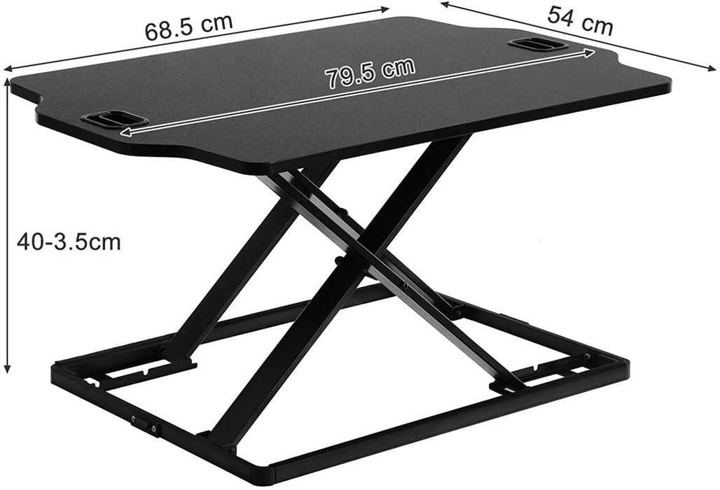 Nancy's Conroy Laptoptafel - Monitorstandaard - Zit-Sta Bureau - Hoogte Verstelbaar - Zwart - Bewerkt Hout - Metaal - 79.5 x 54 cm