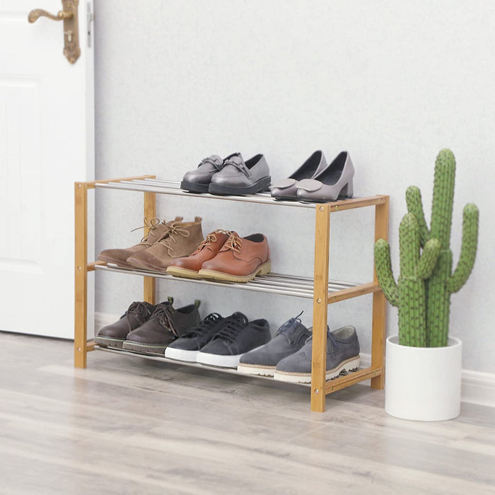 Nancy's Brickley Schoenenrek - 3 Niveaus - Schoenen Organizer - Natuurlijk - Wit - 80 x 50 x 30 cm