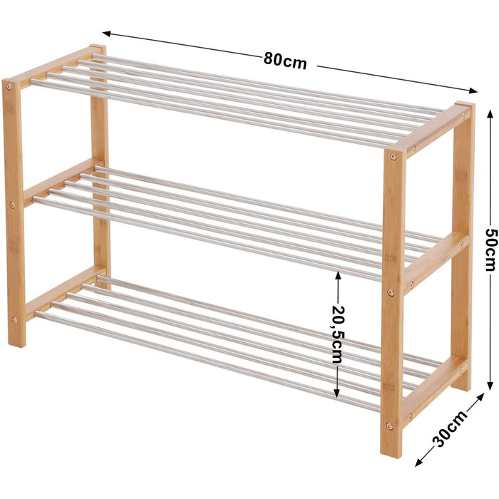 Nancy's Brickley Schoenenrek - 3 Niveaus - Schoenen Organizer - Natuurlijk - Wit - 80 x 50 x 30 cm