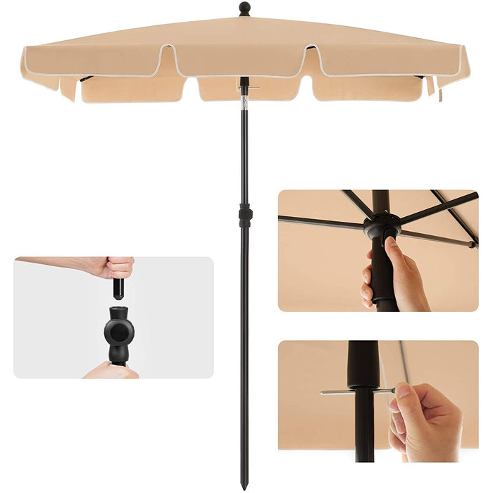 Nancy's Buck Point Parasol - Rechthoekig - Tuinparasol - Draagtas - Statief - Taupe - 2 x 1.5 m