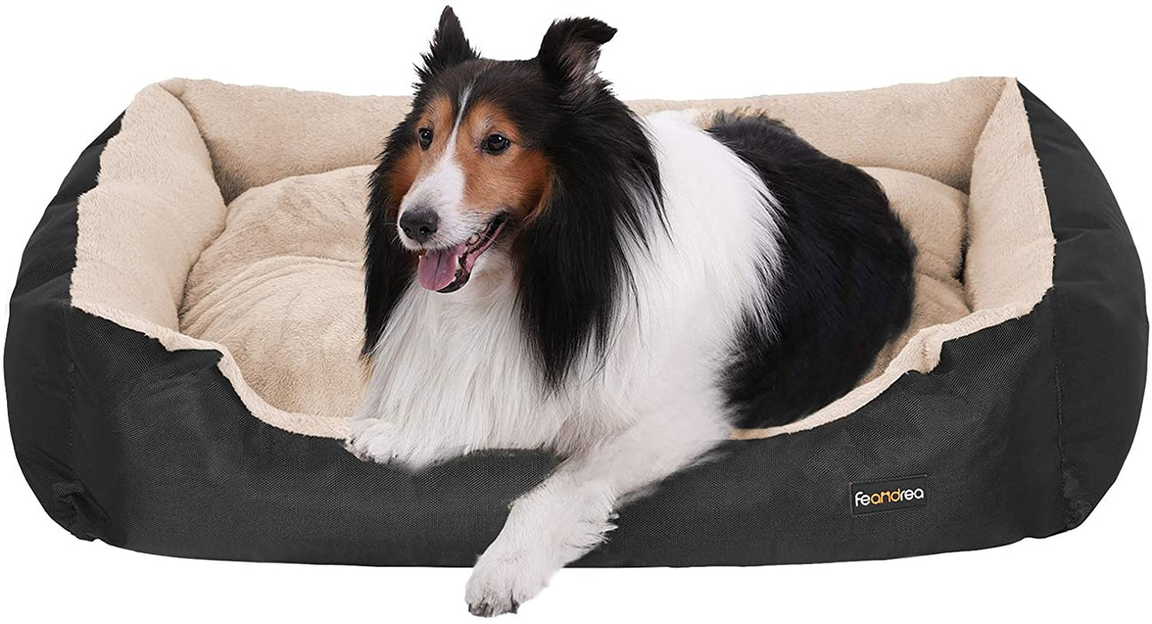 Nancy's Cavell Dierenbed - Hondenbed - Hondenmand - Omkeerbaar Kussen - Gestoffeerd - Zwart - 70 x 55 x 21 cm