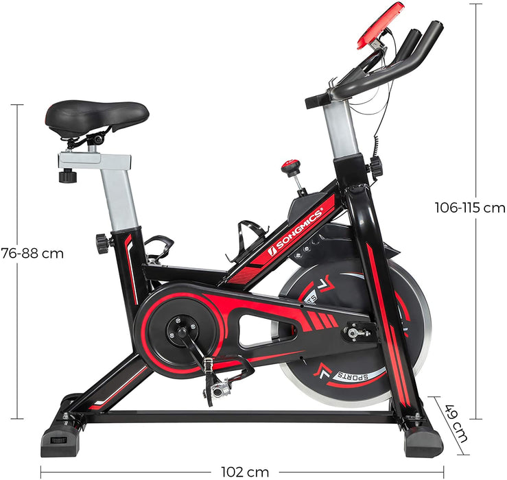 Nancy's Chicot Hometrainer - Indoor - Thuisfitness - Verstelbaar Stuur - Polssensor - Gekooide Pedalen - Zwart - Rood - 102 x 49 x 115 cm