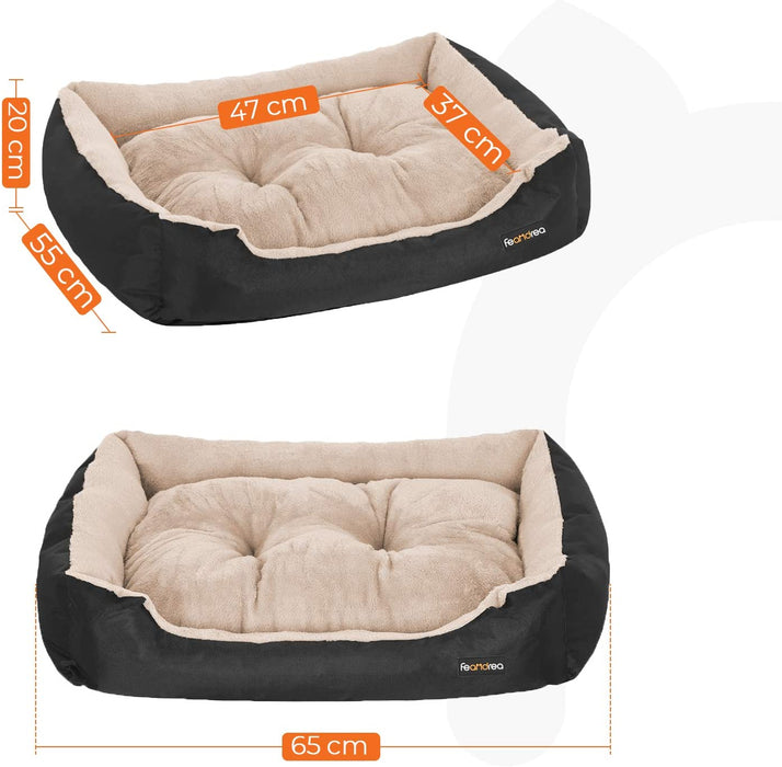 Nancy's Cavell Dierenbed - Hondenbed - Hondenmand - Omkeerbaar Kussen - Gestoffeerd - Zwart - 70 x 55 x 21 cm