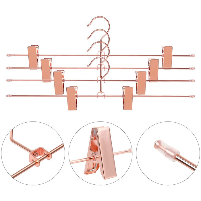 Nancy's Fox Hill Broekhangers - Set Van 10 - Anti-Slip - Ruimtebesparend - Roestvast - Draaibare Haak - Roségoud - 40 x 0,5 x 10,5 cm