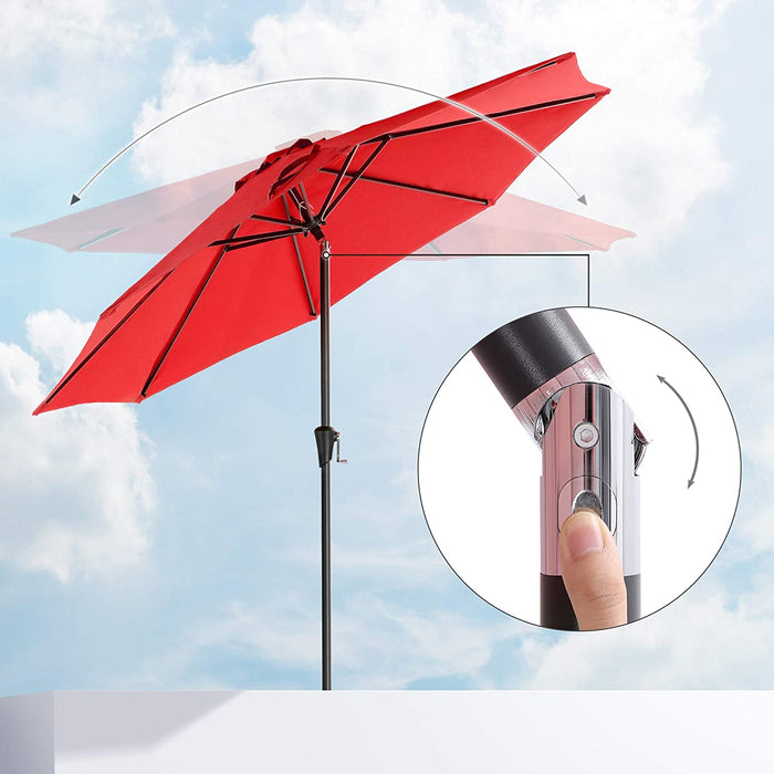 Nancy's Fordyce Parasol - Zonwering - Achthoekig - Inklapbaar - Zwengel - Polyester - Groen - Rood - 3 m