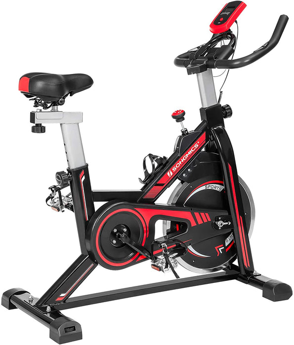 Nancy's Chicot Hometrainer - Indoor - Thuisfitness - Verstelbaar Stuur - Polssensor - Gekooide Pedalen - Zwart - Rood - 102 x 49 x 115 cm