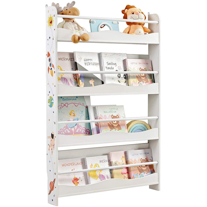 Nancy's Forbes Boekenkast - Voor Kinderen - 4 Planken - Kinderkamer - Boekenplank - Wit - MDF - Metaal - 80 x 11,5 x 118,8 cm