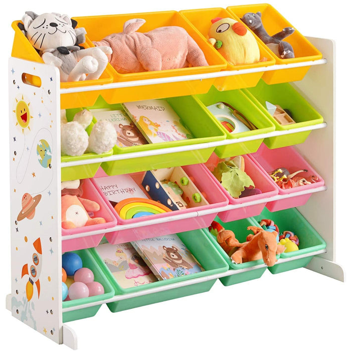 Nancy's Buckfield Speelgoedorganizer - Kinderkamerkast - Verwijderbare Dozen - Diverse Kleuren - MDF - Metaal -  Kunststof - 106 x 26,5 x 78 cm